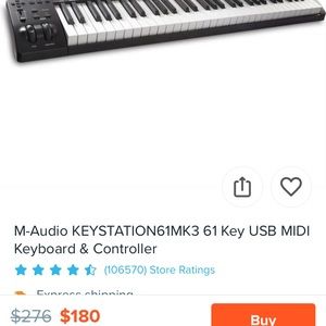 Worlde 61 key usb keyboard with drum pads
